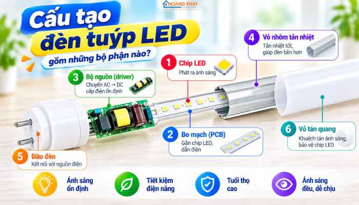 Cấu tạo đèn tuýp led như thế nào 