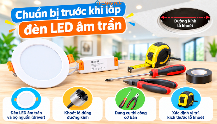 Hướng dẫn lắp đặt đèn led âm trần