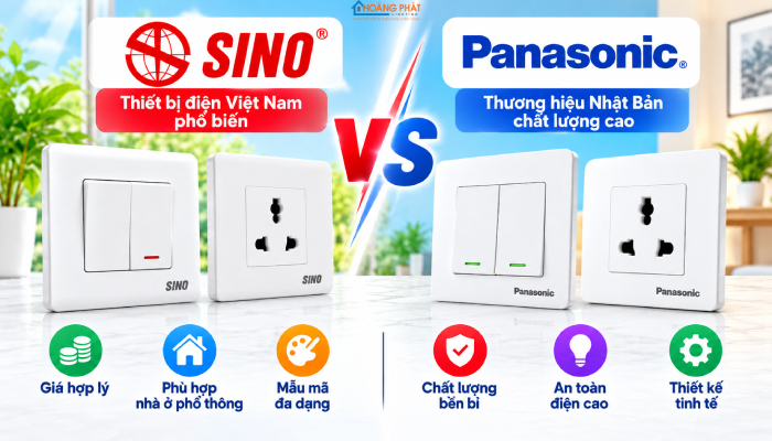 So sánh công tắc ổ cắm Sino và Panasonic