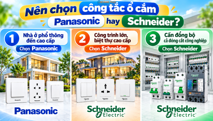 So sánh công tắc ổ cắm Panasonic và Schneider