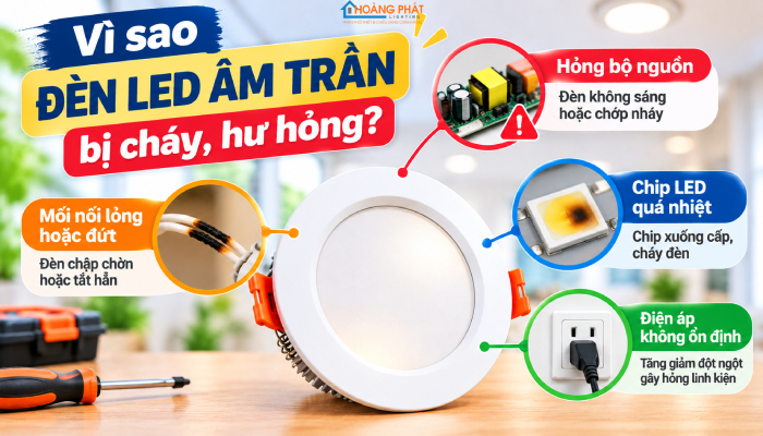 Cách sửa đèn led âm trần bị cháy, hư hỏng