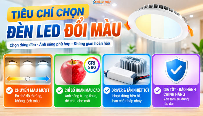 Đèn led 3 chế độ màu hãng nào tốt
