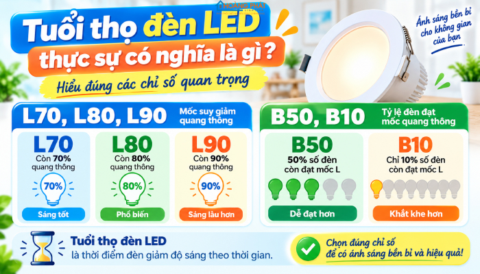 Tuổi thọ đèn LED bao lâu? Hiểu đúng L70, LM-80 và TM-21