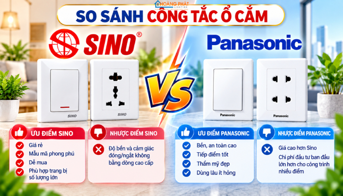 So sánh công tắc ổ cắm Sino và Panasonic