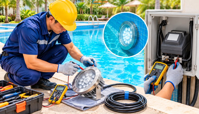Chiếu Sáng Bể Bơi Trong Nhà: Chống Ăn Mòn Hơi Clo, Chọn Đèn Đạt IP