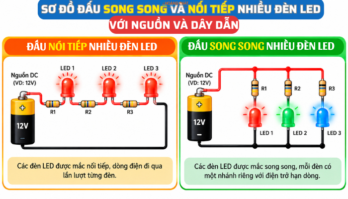Cách Đấu Nối Nhiều Đèn LED Song Song Và Nối Tiếp Đúng Kỹ Thuật