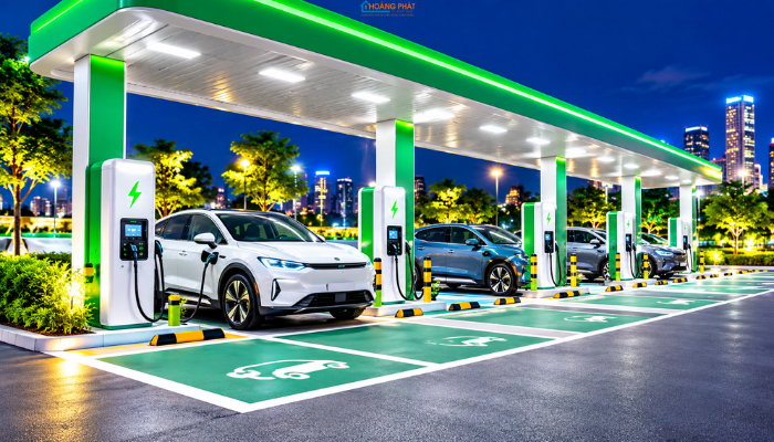 Giải Pháp Chiếu Sáng Trạm Sạc Xe Điện: An Toàn, Đủ Sáng, Bền Bỉ