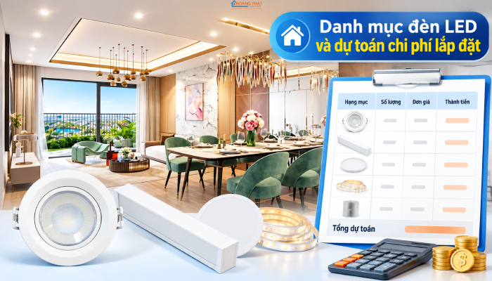 Chi phí lắp đèn LED cho căn hộ 2 phòng ngủ: danh mục và dự toán