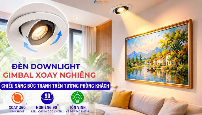 Đèn LED Downlight Gimbal Xoay Góc: Ứng Dụng Chiếu Nghiêng, Chiếu Tranh