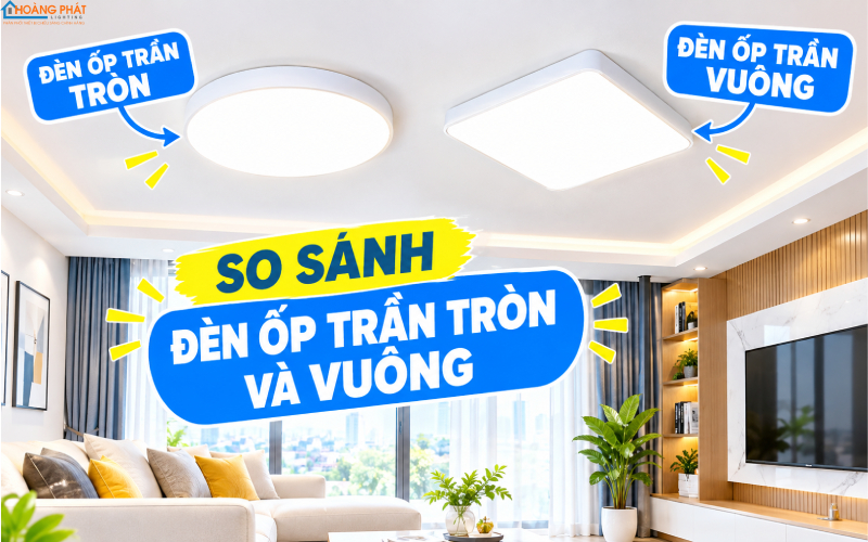 Đèn LED ốp trần tròn hay vuông
