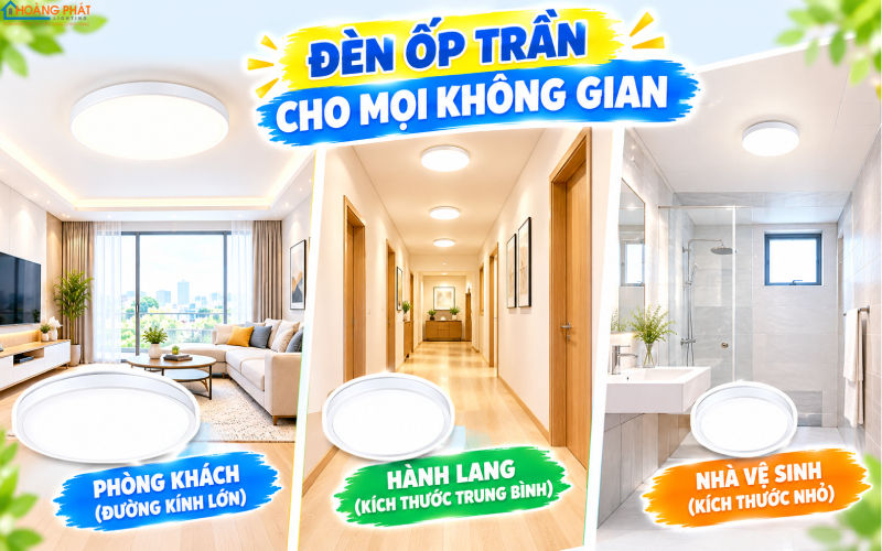 Đèn ốp trần cho từng phòng