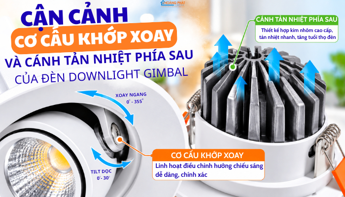 Đèn LED Downlight Gimbal Xoay Góc: Ứng Dụng Chiếu Nghiêng, Chiếu Tranh