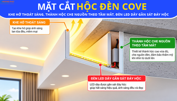 Cove Lighting – Chiếu Sáng Hắt Trần Gián Tiếp: Kỹ Thuật Tạo Chiều Sâu Nội Thất