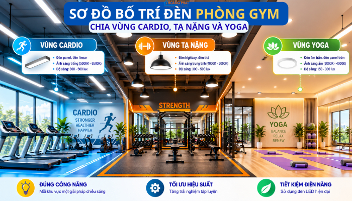 Chiếu Sáng Phòng Gym, Phòng Yoga Đúng Chuẩn: Đủ Sáng, Chống Chói, Tạo Năng Lượng