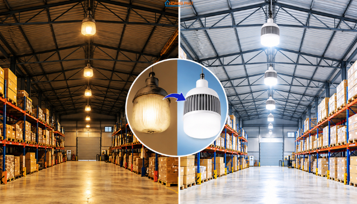 Đèn LED Bulb Trụ Công Suất Lớn: Cách Chọn Cho Nhà Kho, Gara, Xưởng Nhỏ