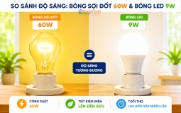Bảng Quy Đổi Công Suất Đèn LED Thay Sợi Đốt, Compact