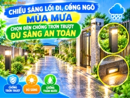 Chiếu Sáng Lối Đi, Cổng Ngõ Mùa Mưa: Chọn Đèn Chống Trơn Trượt, Đủ Sáng An Toàn