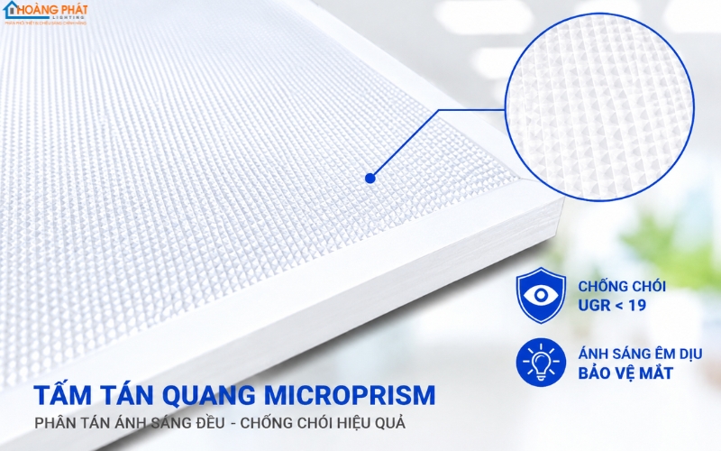 Cận cảnh tấm tán quang microprism của đèn panel chống chói