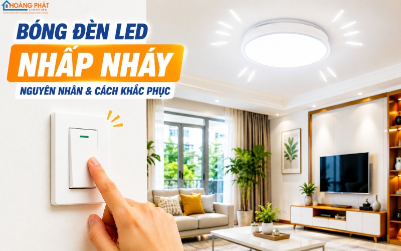 Bóng đèn LED trên trần đang nhấp nháy