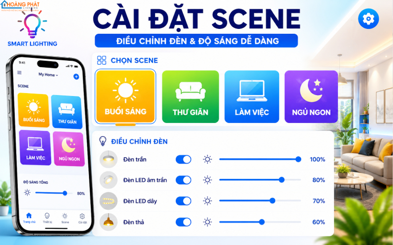 Cài đặt kịch bản ánh sáng trên ứng dụng