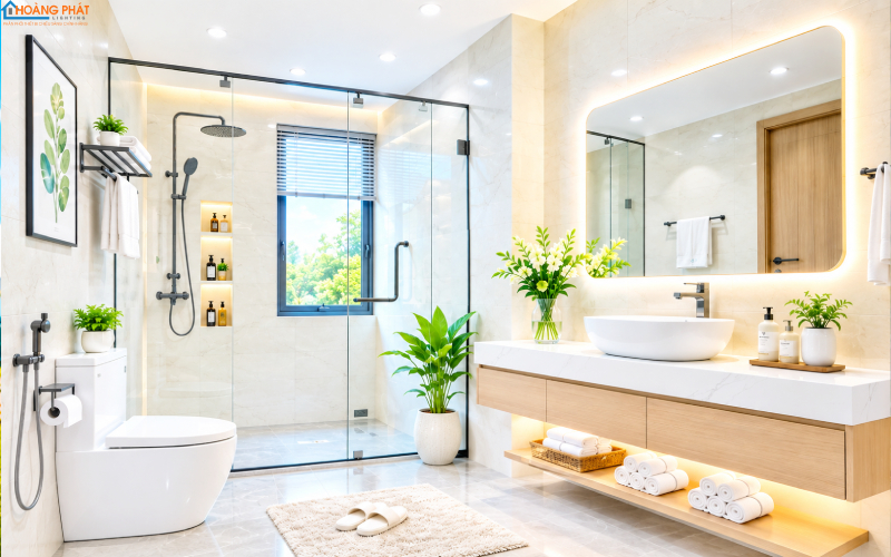 Giải Pháp Chiếu Sáng Phòng Tắm: Chống Ẩm, Chống Chói Đúng Chuẩn
