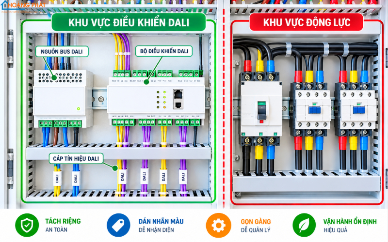 Đi dây và bố trí tủ điện cho hệ thống DALI