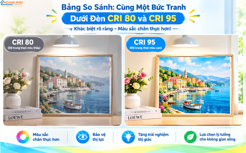 So sánh CRI 80 và CRI 90 chiếu tranh